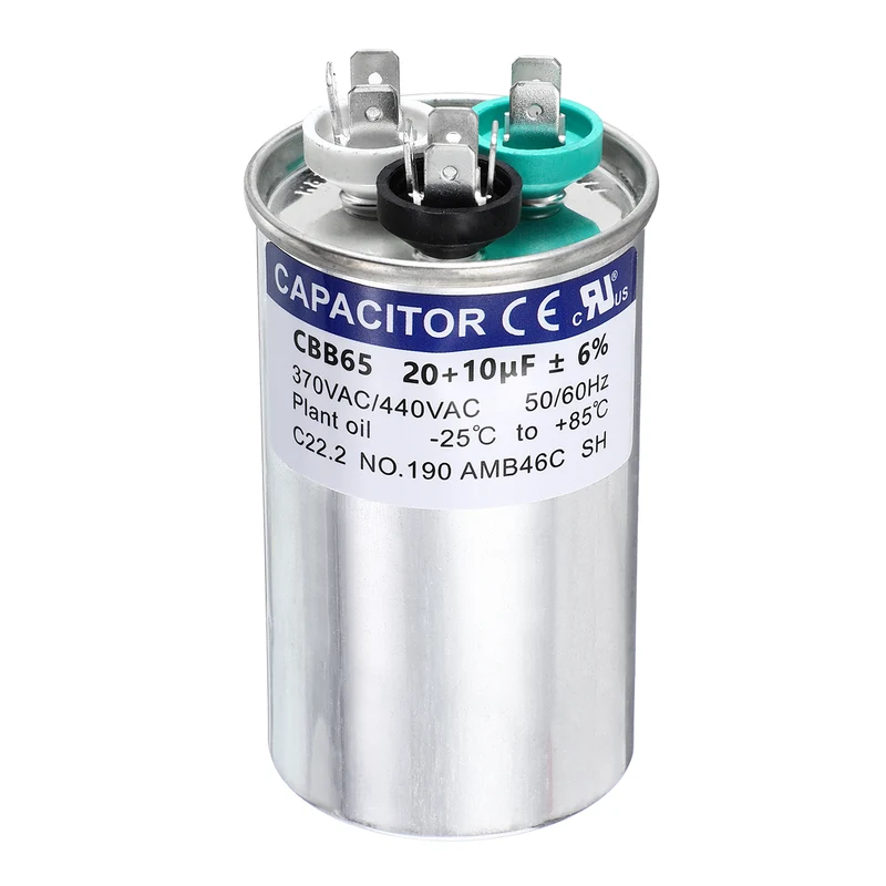20+10MFD CBB65 Run Start Capacitor 20+10uF, 370/440V Round AC Capacitor