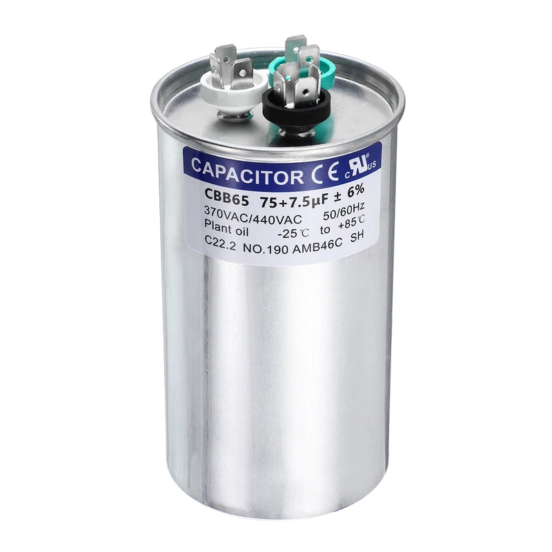 75+7.5MFD CBB65 Run Start Capacitor 75+7.5uF 370/440V Round AC Capacitor
