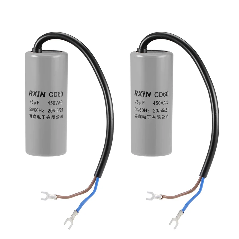 75uf Motor Star Capacitor 75mfd AC 450V for Single-Phase 50/60 Hz AC Motor 2Pcs