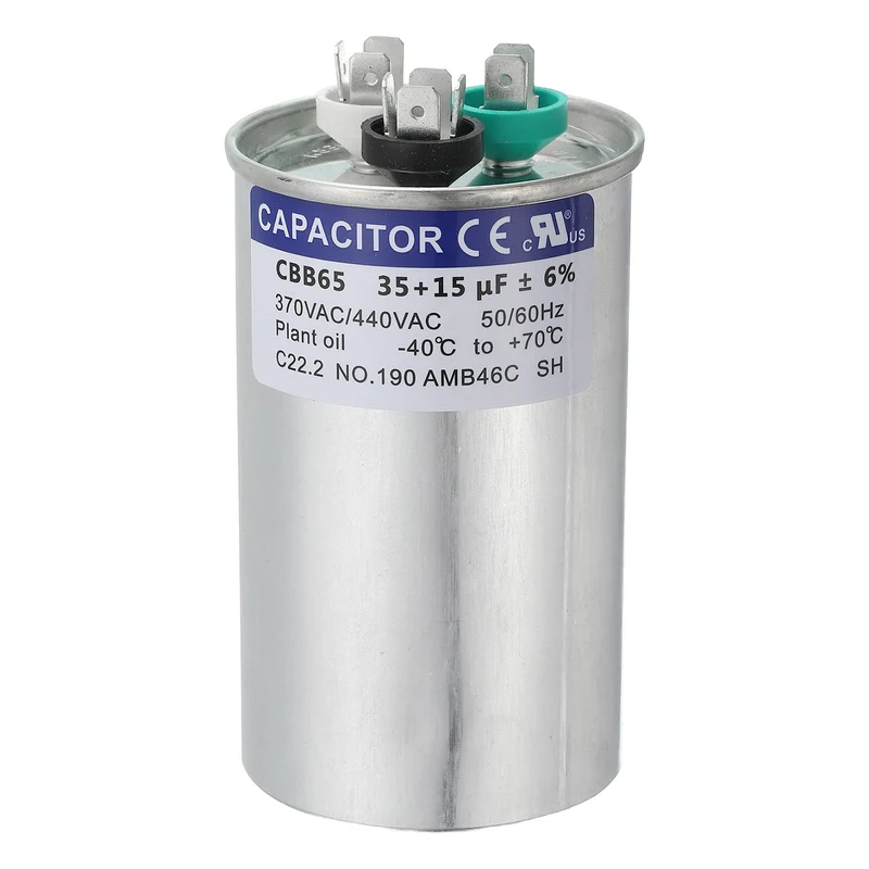 CBB65 Capacitor, 35+15uF 370-440 VAC 50/60Hz Aluminium Round Capacitor
