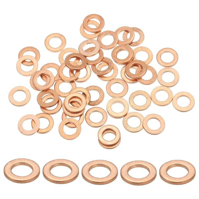 50Pcs M5 Copper Crush Washer Sealing Ring Gasket 5mm ID 9mm OD 1mm Thick