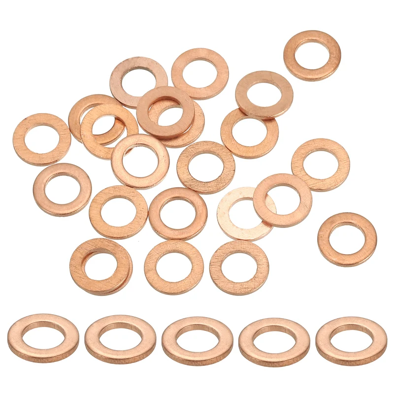 25Pcs M5 Copper Crush Washer Sealing Ring Gasket 5mm ID 9mm OD 1mm Thick