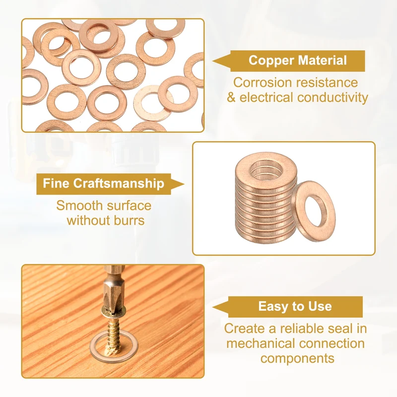 25Pcs M5 Copper Crush Washer Sealing Ring Gasket 5mm ID 9mm OD 1mm Thick