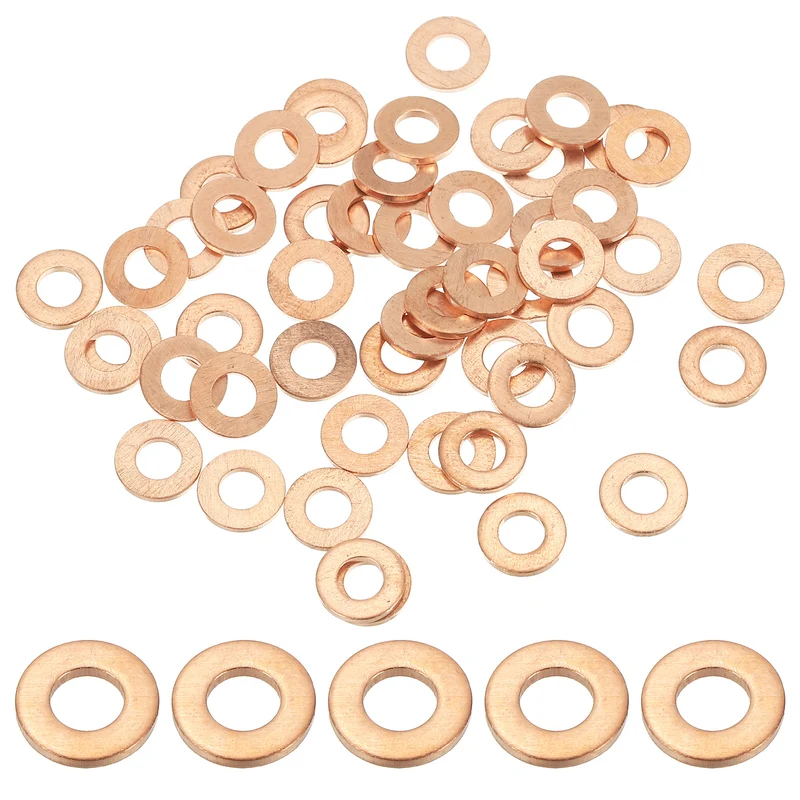 50Pcs M4 Copper Crush Washer Sealing Ring Gasket 4mm ID 8mm OD 1mm Thick