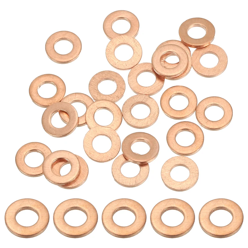 25Pcs M4 Copper Crush Washer Sealing Ring Gasket 4mm ID 8mm OD 1mm Thick