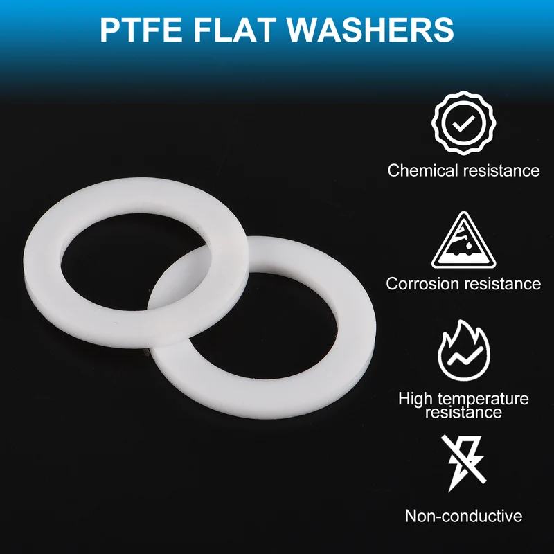 30Pcs PTFE Flat Washers 14x20x2mm Sealing Spacer Flange Gasket White