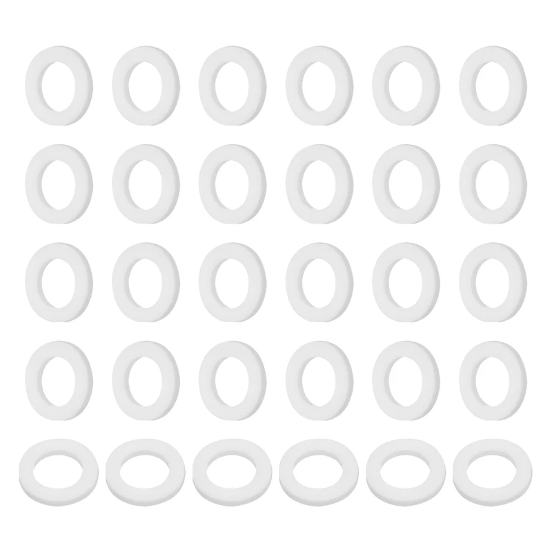 30Pcs PTFE Flat Washers 10x16x2mm Sealing Spacer Flange Gasket White