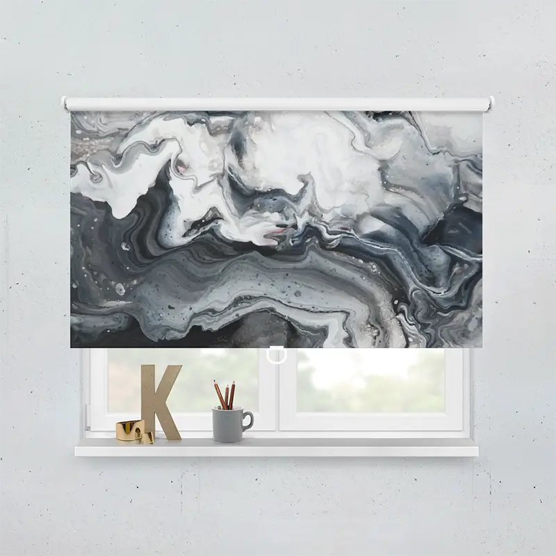 Springrollo Motiv "Marmoriert Fluid Weiss Grau"