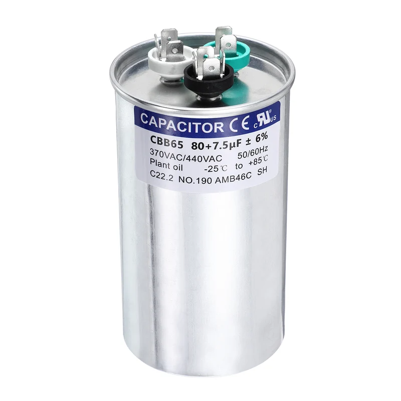 80+7.5MFD CBB65 Run Start Capacitor 80+7.5uF 370/440V Round AC Capacitor