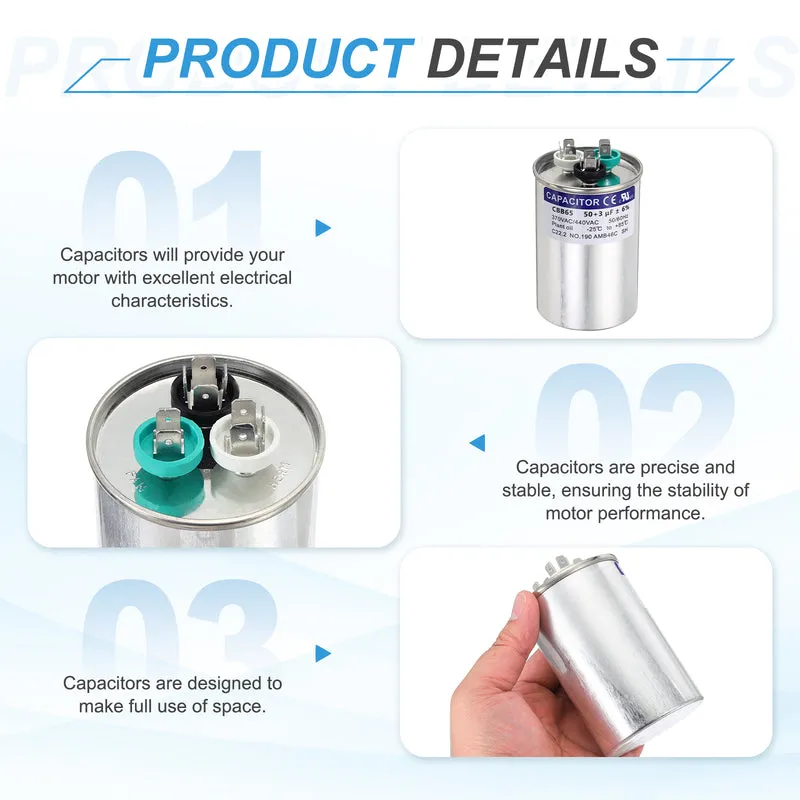 50+3MFD CBB65 Run Start Capacitor 50+3uF 370/440V Round AC Capacitor