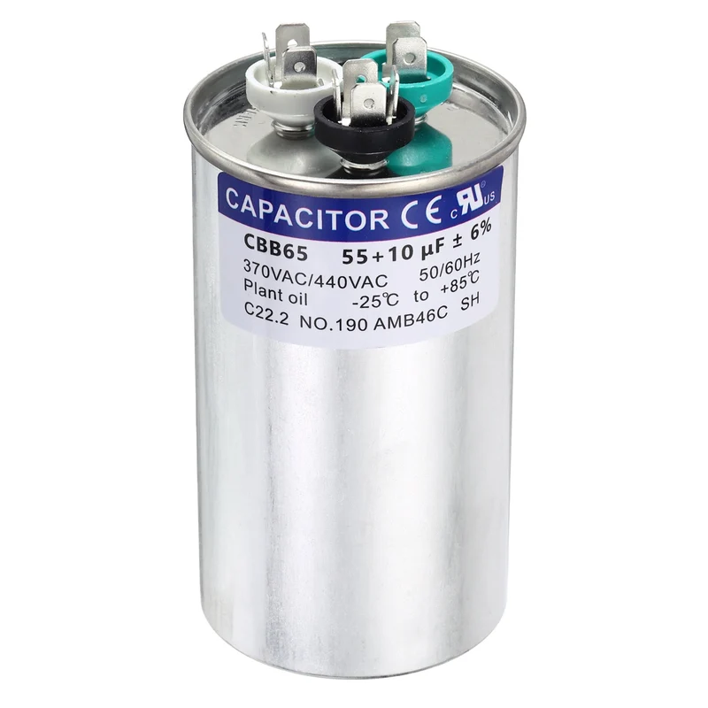 55+10MFD CBB65 Run Start Capacitor 55+10uF 370/440V Round AC Capacitor