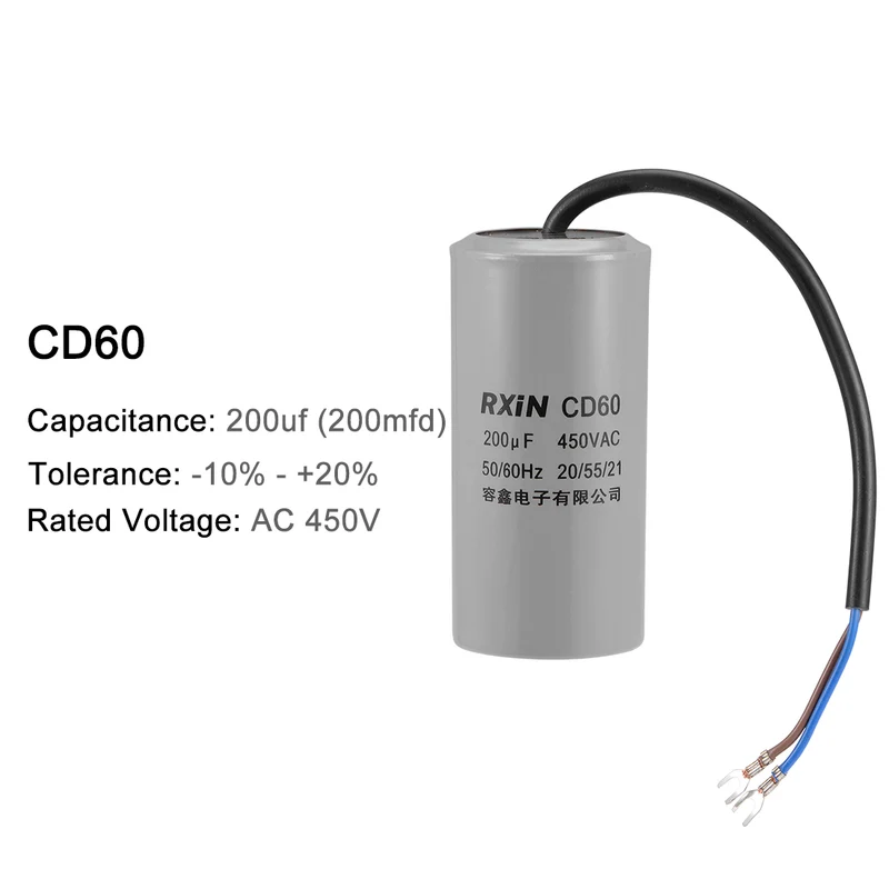 200uf Motor Star Capacitor 200mfd AC 450V for HVAC Single-Phase 50/60Hz AC Motor