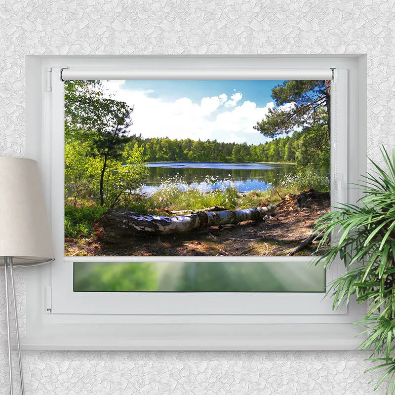 Klemmfix Rollo "Waldsee Panorama" | Motiv-Klemmrollo
