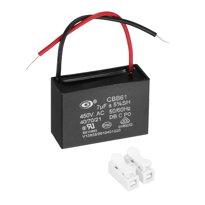 7uF 450V AC 2 Wires CBB61 Ceiling Fan Capacitor, 48x32x19mm