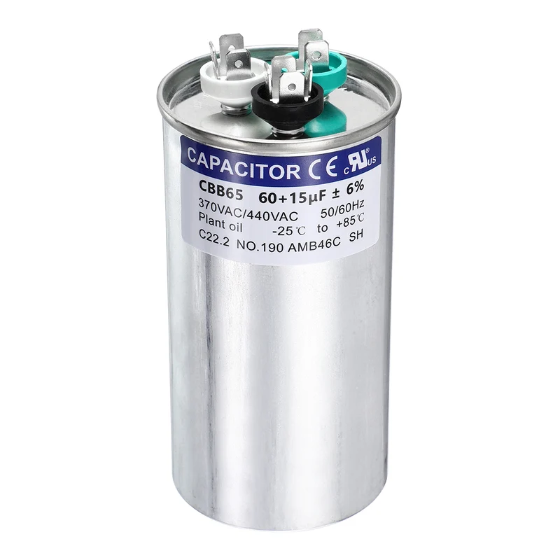 60+15MFD CBB65 Run Start Capacitor 60+15uF 370/440V Round AC Capacitor