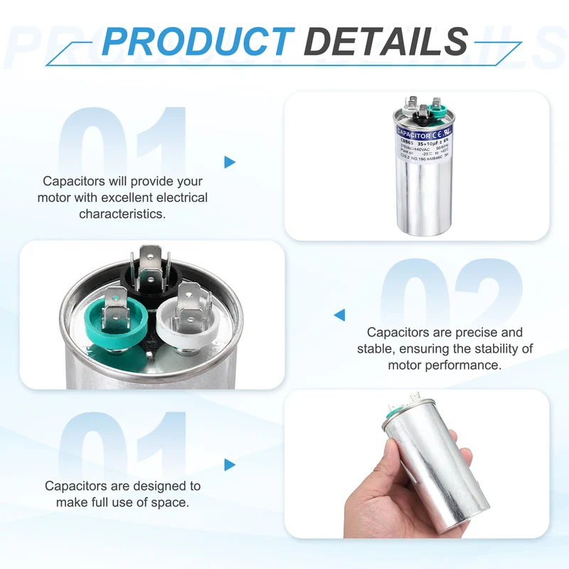 35+10MFD CBB65 Run Start Capacitor 35+10uF, 370/440V Round AC Capacitor