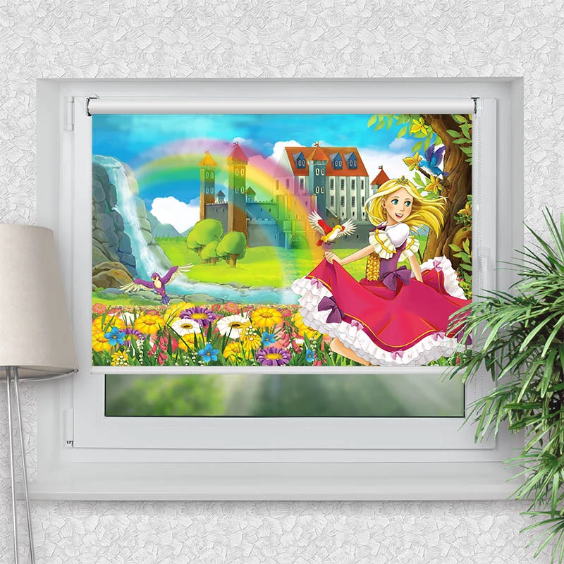 Klemmfix Rollo "Prinzessin Regenbogen Schloss" | Motiv-Klemmrollo