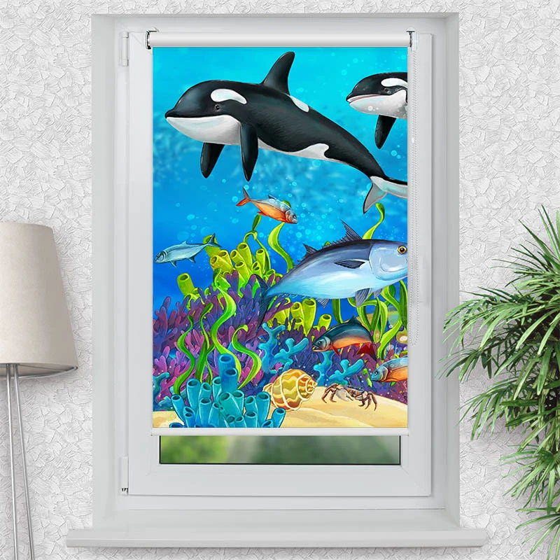 Klemmfix Rollo "Orcas" | Motiv-Klemmrollo
