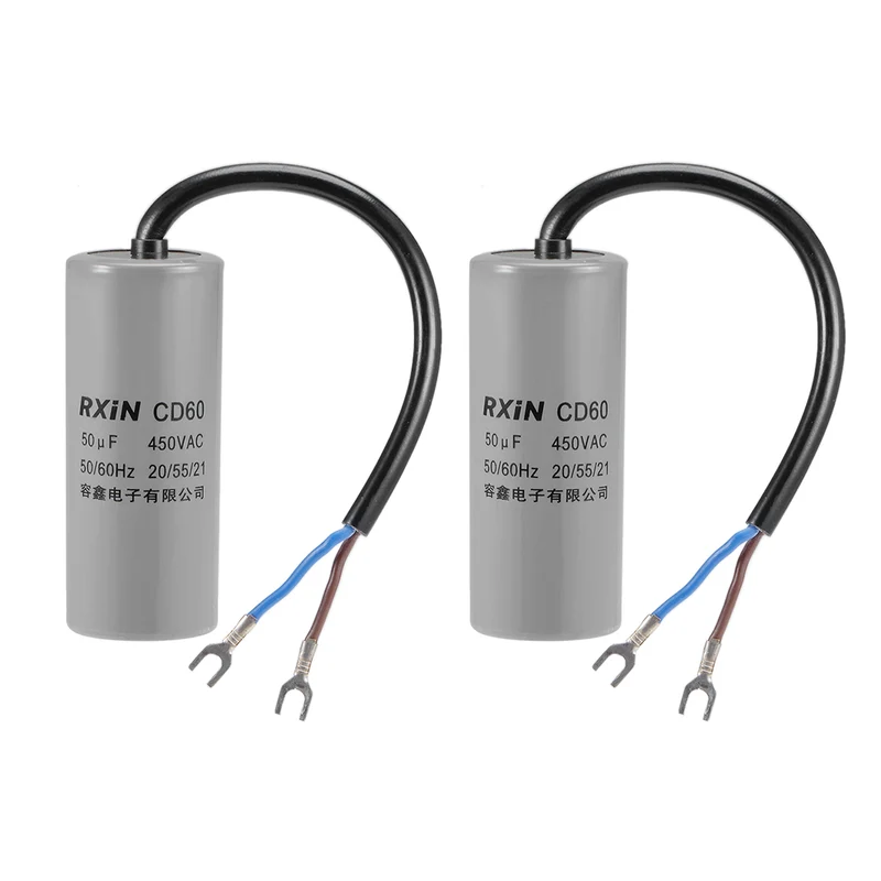 50uf Motor Star Capacitor 50mfd AC 450V for Single-Phase 50/60 Hz AC Motor 2Pcs