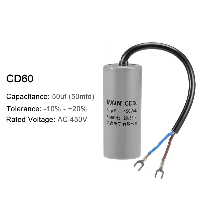 50uf Motor Star Capacitor 50mfd AC 450V for Single-Phase 50/60 Hz AC Motor 2Pcs