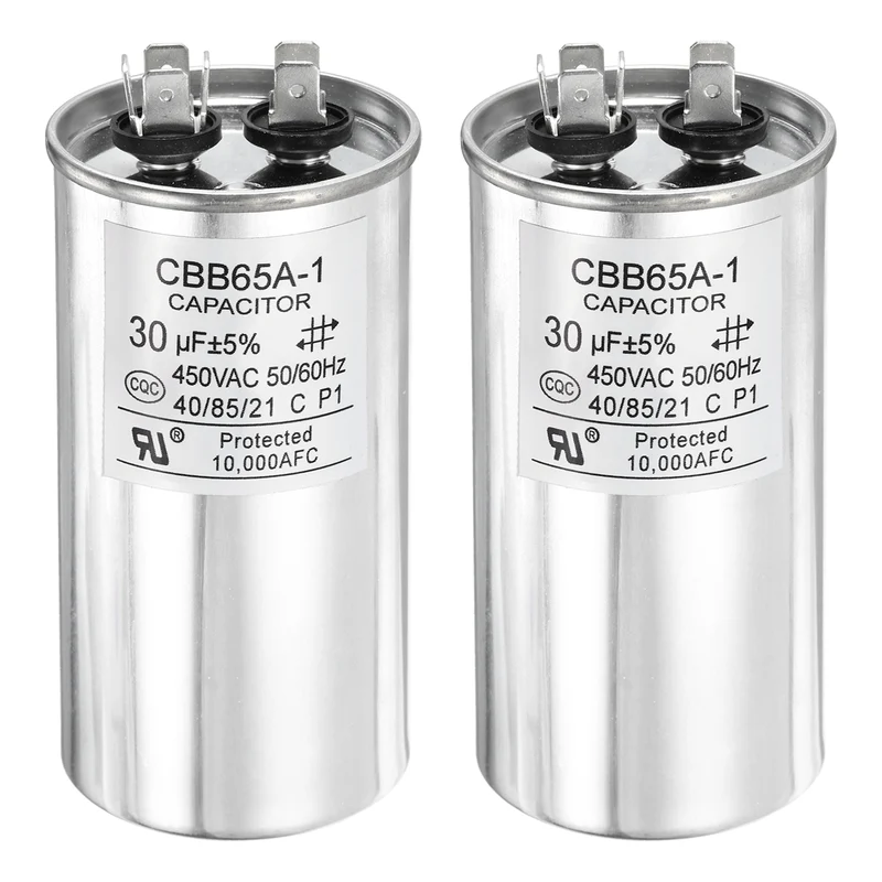 2 Pcs CBB65 Run Capacitor, Aluminum Case, 450V 30 F 5%