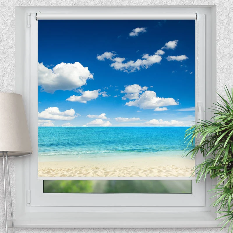 Klemmfix Rollo "Meer Mit Blauem Himmel" | Motiv-Klemmrollo