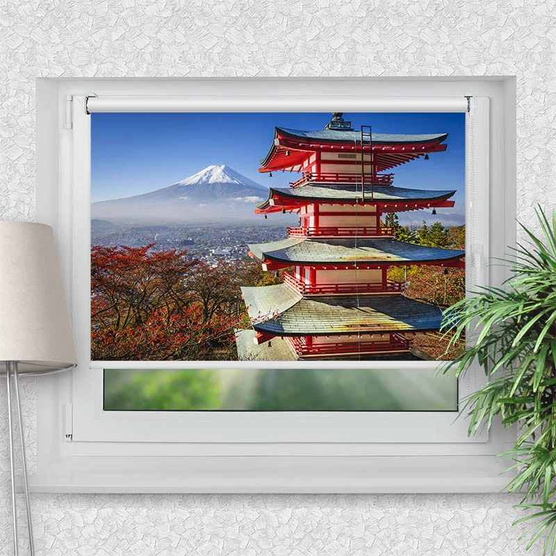 Klemmfix Rollo "Fuji im Herbst" | Motiv-Klemmrollo