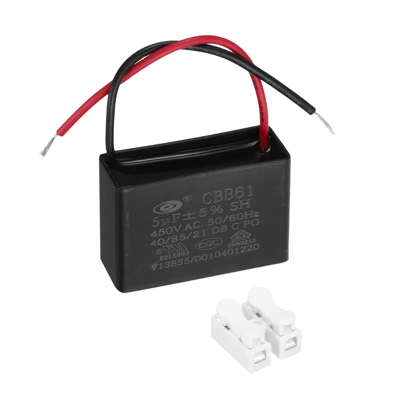 5uF 450V AC 2 Wires CBB61 Ceiling Fan Capacitor, 47x32x18.5mm