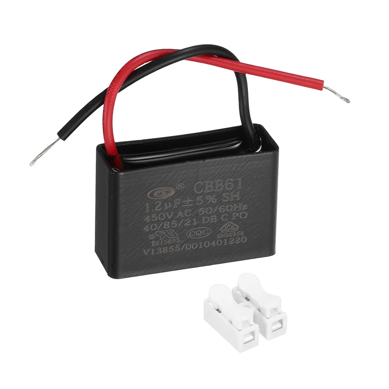 1.2uF 450V AC 2 Wires CBB61 Ceiling Fan Capacitor, 37x25x14mm