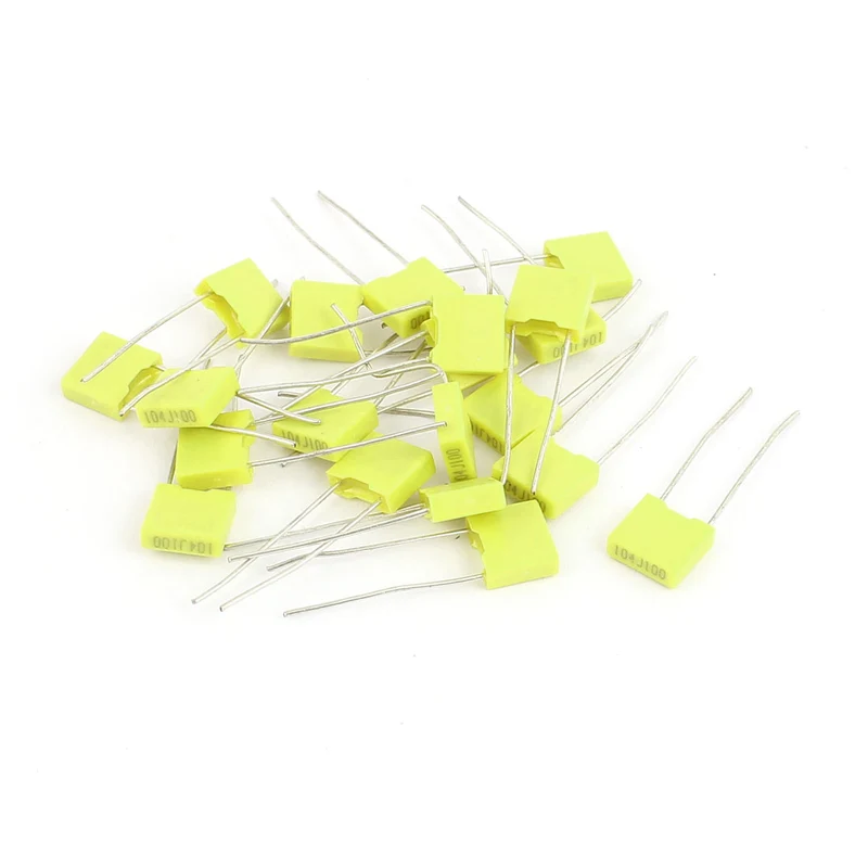 20 Pcs 104J100 0.1uF 100V Radial Leads Polyester Film Box Type Correction Capacitors