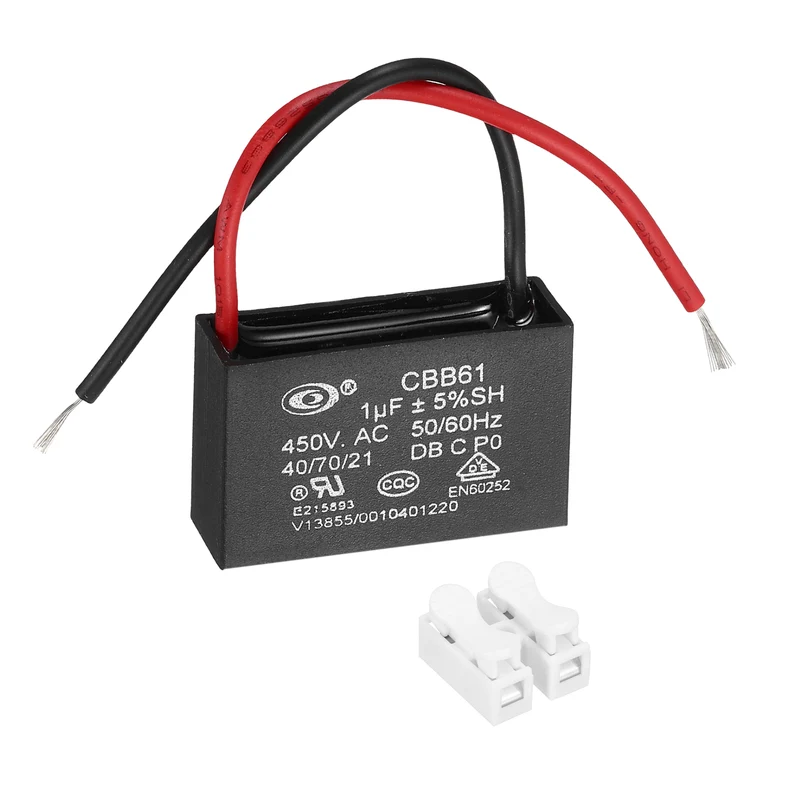 1uF 450V AC 2 Wires CBB61 Ceiling Fan Capacitor, 37x22.5x12mm