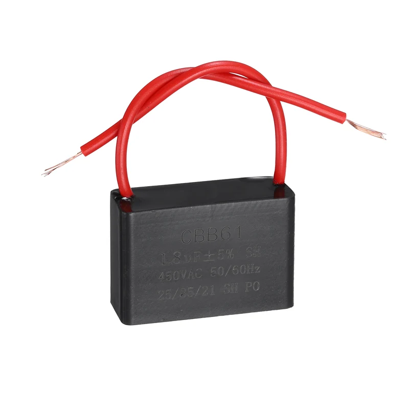 1.8uF 450V AC 2 Wires CBB61 Ceiling Fan Capacitor, 37x25.5x25mm