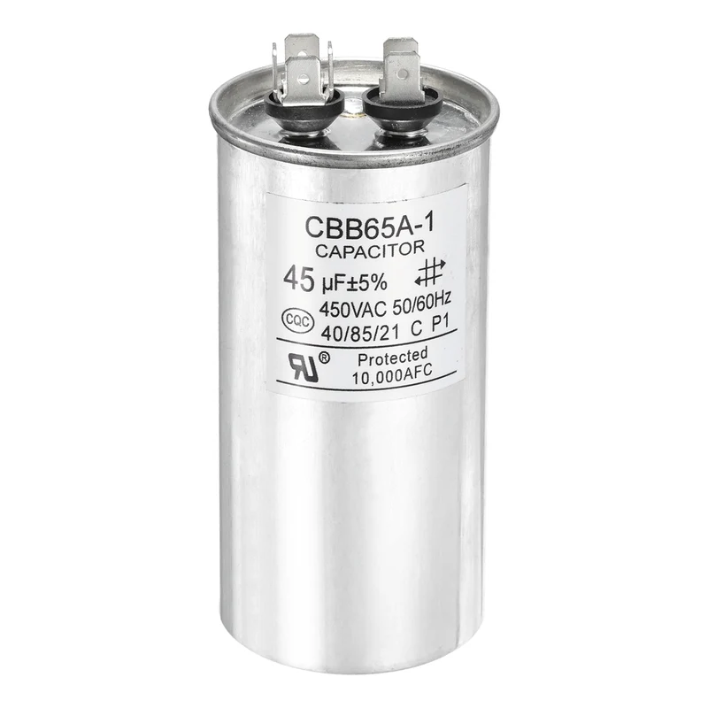 1 Pcs CBB65 Run Capacitor, Aluminum Case, 450V 45 F 5%