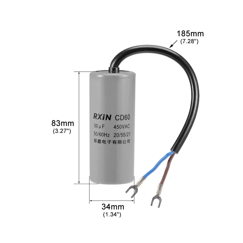50uf Motor Star Capacitor 50mfd AC 450V for HVAC Single-Phase 50/60 Hz AC Motor