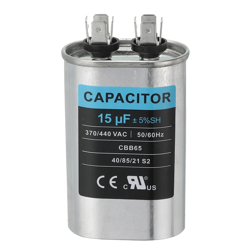 CBB65 Capacitor, 15uF 370-440 VAC 50/60Hz Aluminium Capacitor