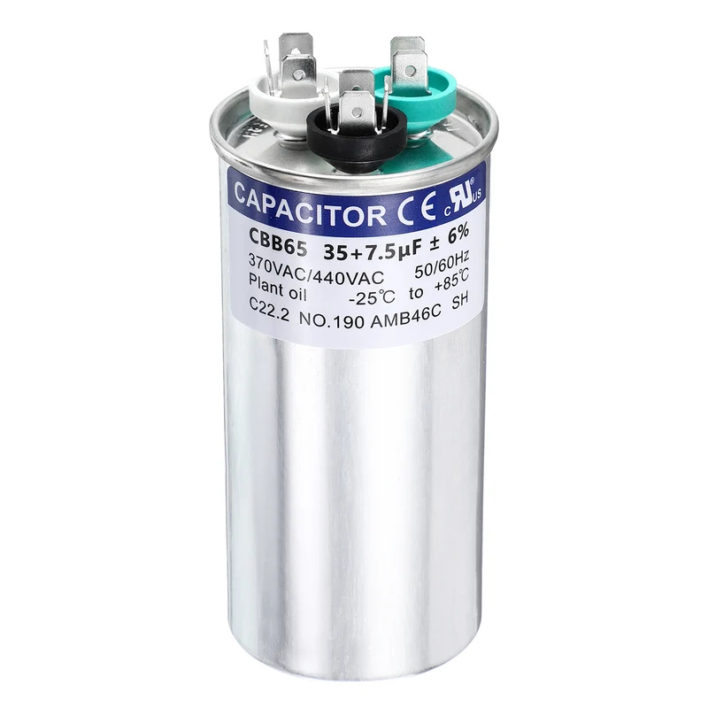 35+7.5MFD CBB65 Run Start Capacitor 35+7.5uF, 370/440V Round AC Capacitor
