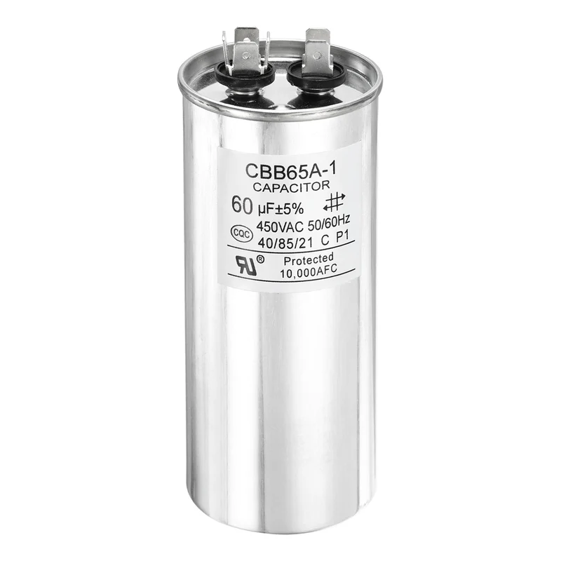 1 Pcs CBB65 Run Capacitor, Aluminum Case, 450V 60 F 5%