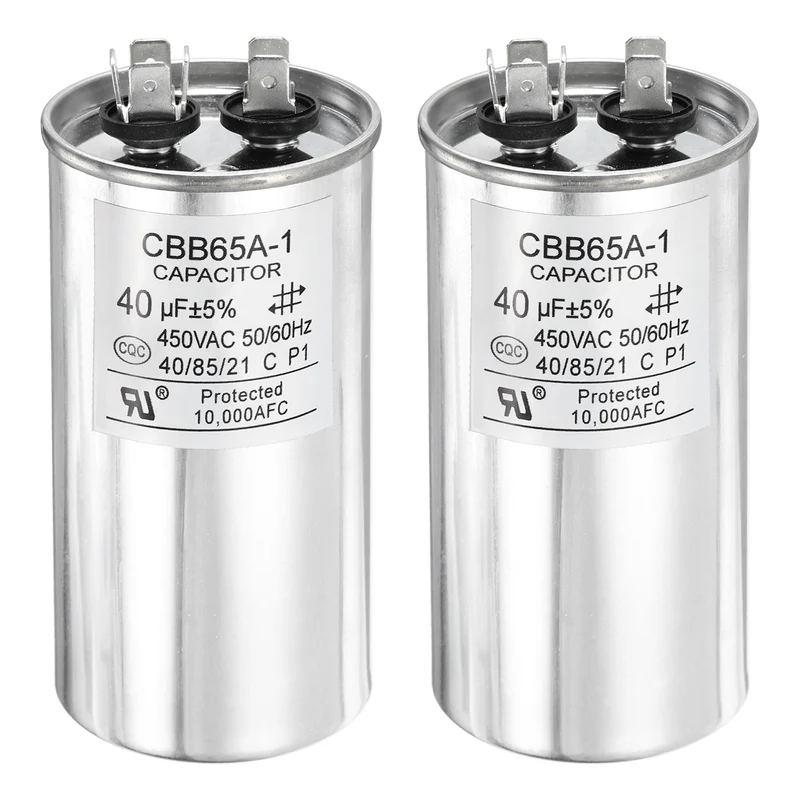 2 Pcs CBB65 Run Capacitor, Aluminum Case, 450V 40 F 5%