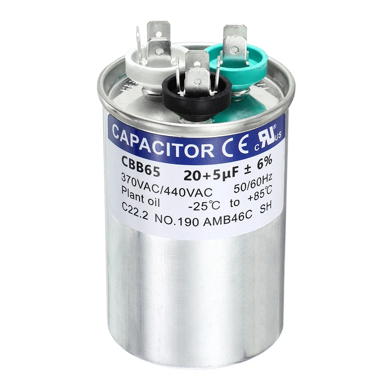 20+5MFD CBB65 Run Start Capacitor 20+5uF, 370/440V Round AC Capacitor