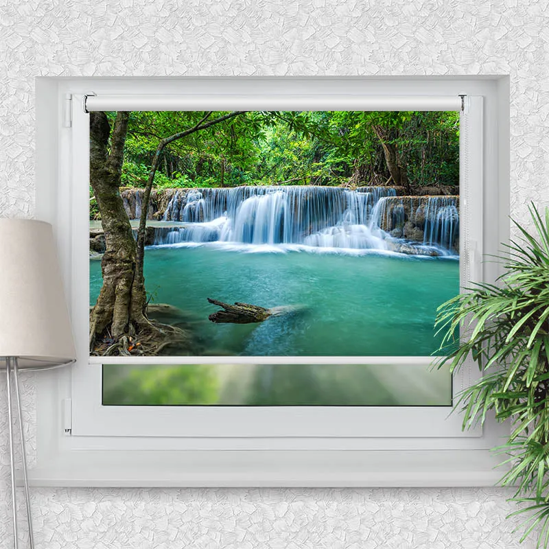 Klemmfix Rollo "Wasserfall im Wald" | Motiv-Klemmrollo