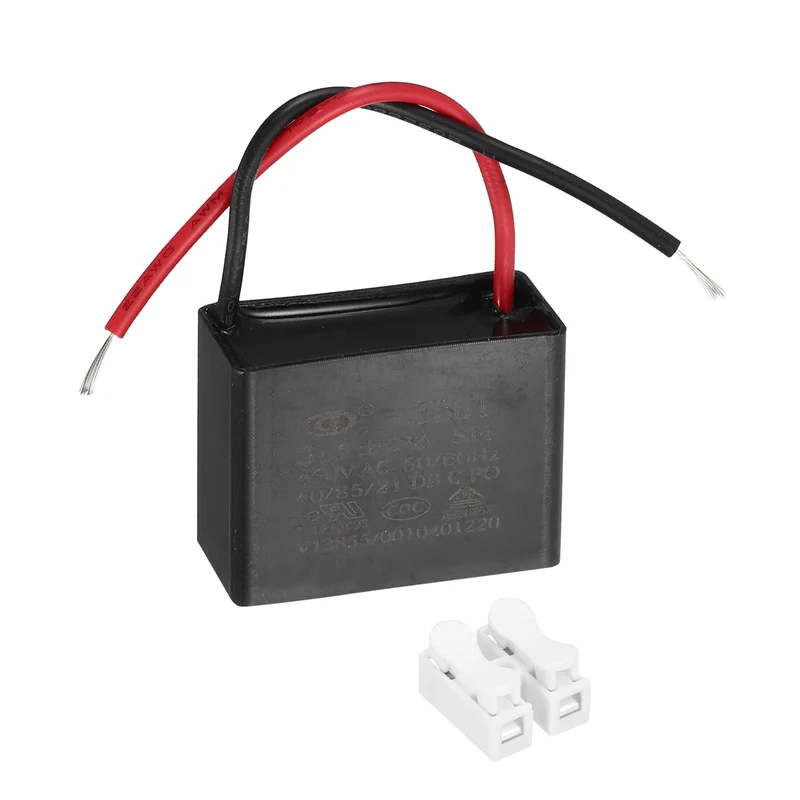 3uF 450V AC 2 Wires CBB61 Ceiling Fan Capacitor, 37.5x28x17.5mm