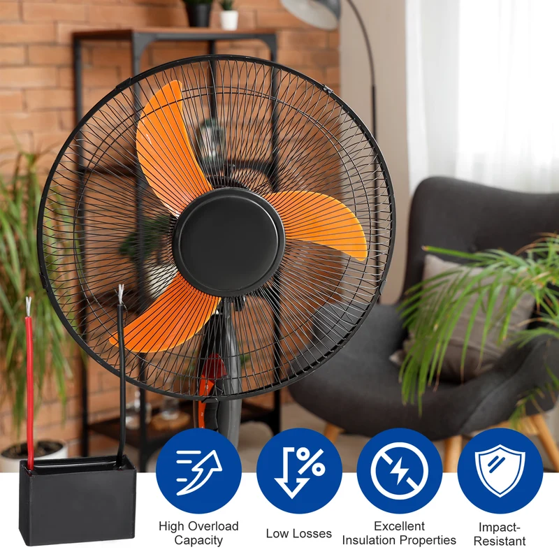 3uF 450V AC 2 Wires CBB61 Ceiling Fan Capacitor, 37.5x28x17.5mm