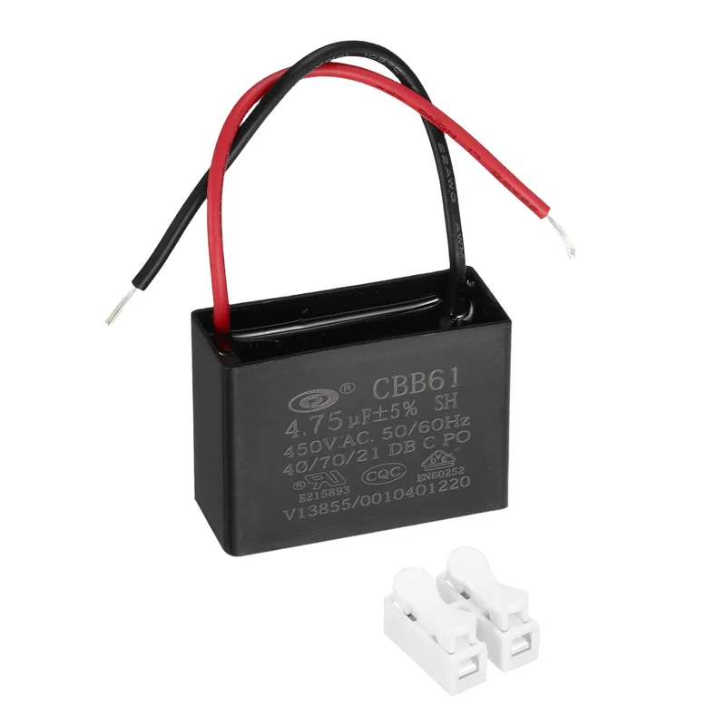 4.75uF 450V AC 2 Wires CBB61 Ceiling Fan Capacitor, 43x31x18mm