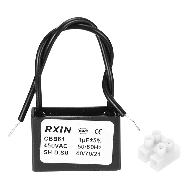 CBB61 Capacitor, 1uF 450V Plastic Ceiling Fan Capacitor