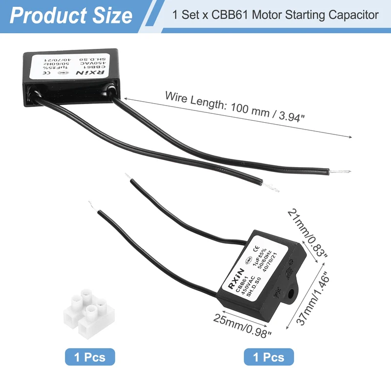 CBB61 Capacitor, 1uF 450V Plastic Ceiling Fan Capacitor