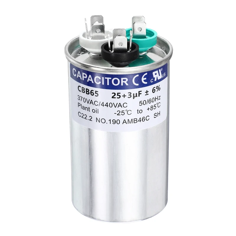 25+3MFD CBB65 Run Start Capacitor 25+3uF, 370/440V Round AC Capacitor