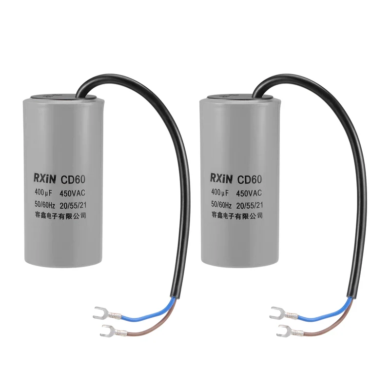 400uf Motor Star Capacitor 400mfd AC 450V for HSingle-Phase 50/60 Hz AC Motor and Fan 2Pcs