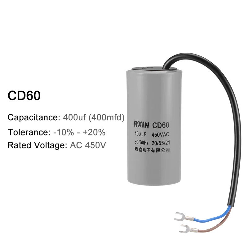 400uf Motor Star Capacitor 400mfd AC 450V for HSingle-Phase 50/60 Hz AC Motor and Fan 2Pcs