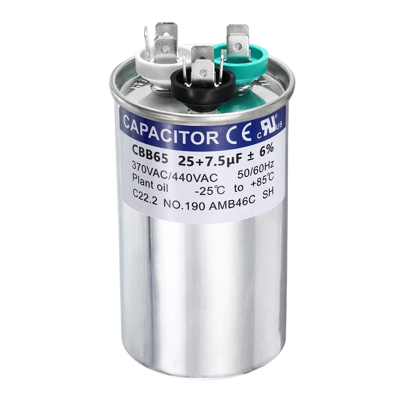 25+7.5MFD CBB65 Run Start Capacitor 25+7.5uF, 370/440V Round AC Capacitor