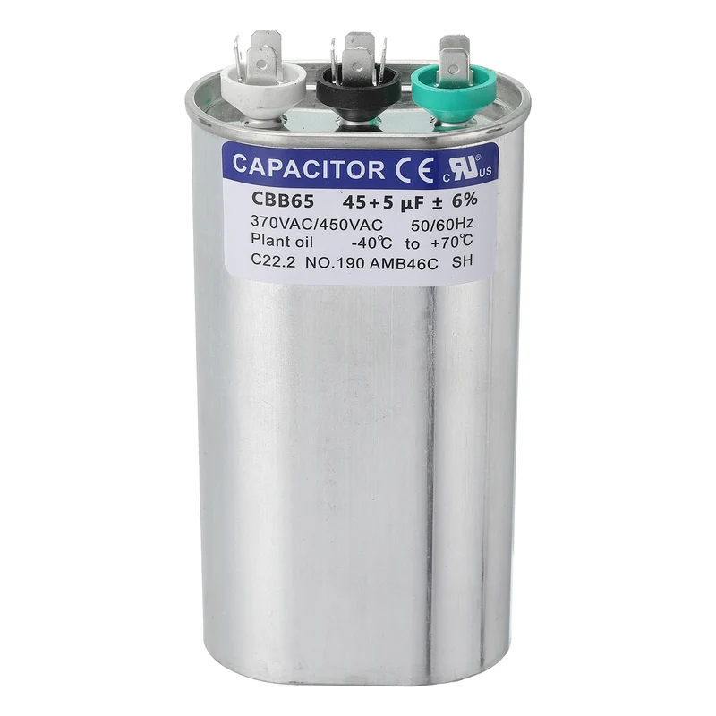 CBB65 Capacitor, 45+5uF 370-440 VAC 50/60Hz Aluminium Capacitor